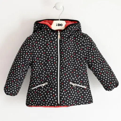 Giubbotto bambina reversibile fantasia cuori