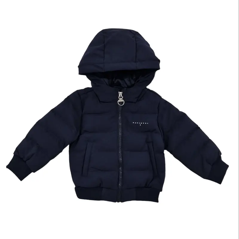 Giubbotto bambino blu con logo sul retro