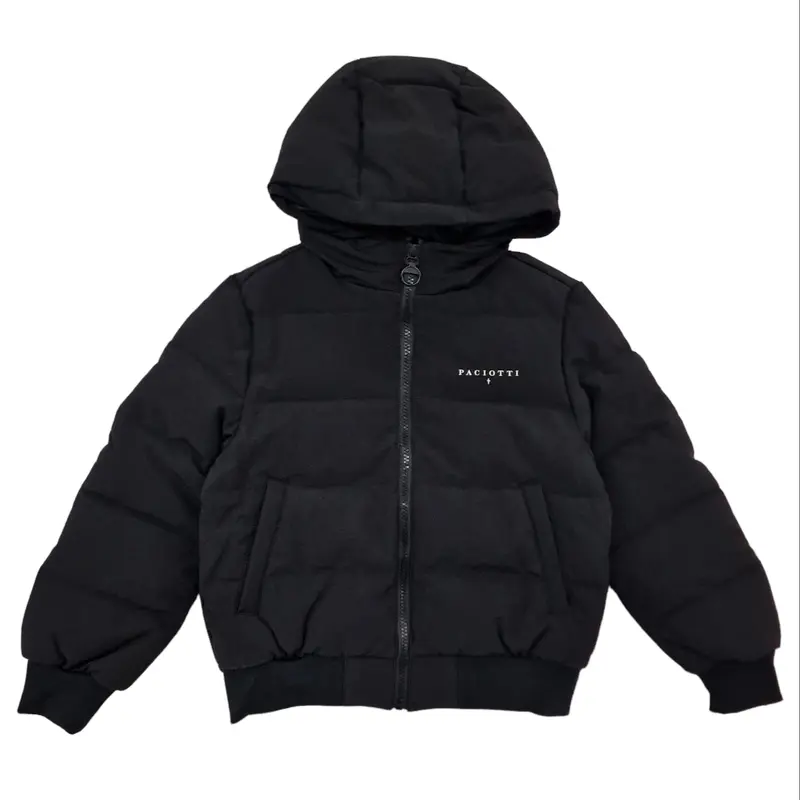 Giubbotto bambino nero con logo scritta sul retro