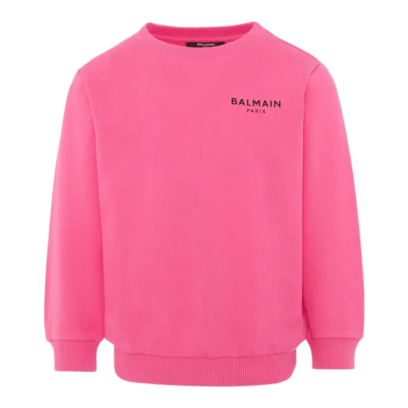 Givenchy Felpa Chiusa Girocollo tinta unita con Logo Rosa per Bambina