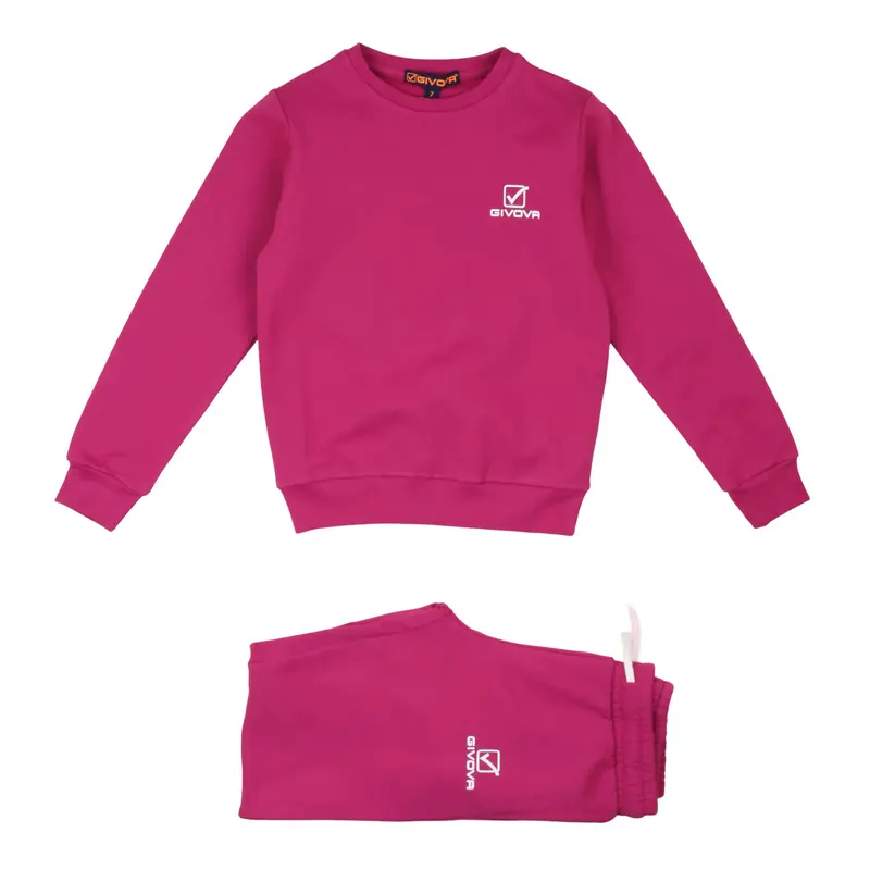 Givova Tuta Bambina Fucsia - Completo Felpa Girocollo e Pantaloni Sportivi