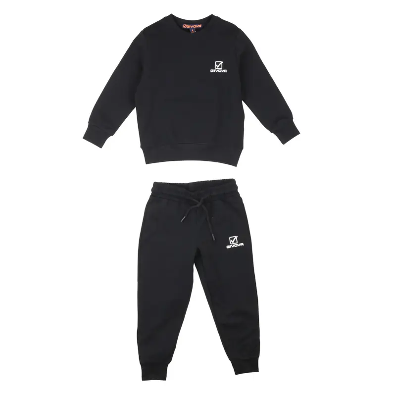 Givova - Tuta Bambino Nero - Completo Felpa Girocollo e Pantaloni Sportivi