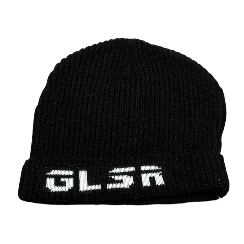 Glsr Cappello tinta unita con Stampa Nero per Bambina