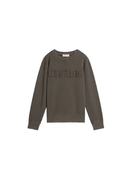 GOLDEN UNISEX CREW NECK SWETASHIRT DISTRESSED COTTON FLEECE WITH LOGO