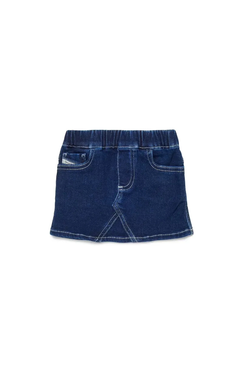 GONNA IN DENIM BLU SCURO CON LOGO SUL RETRO DIESEL