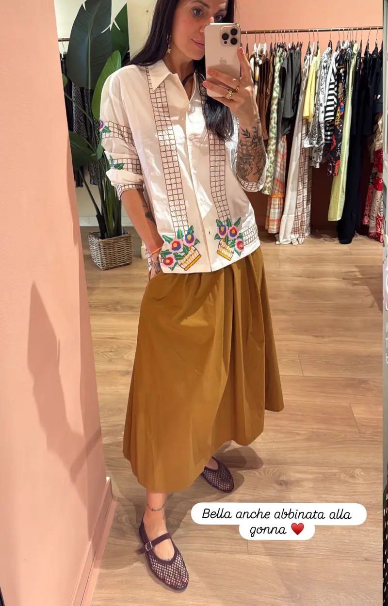 Gonna Midi cotton Camel