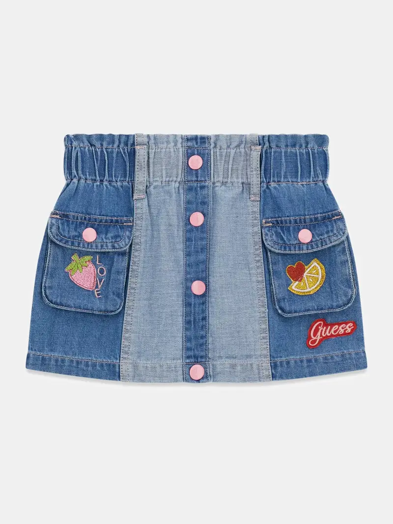 Gonna mini in denim ricamata