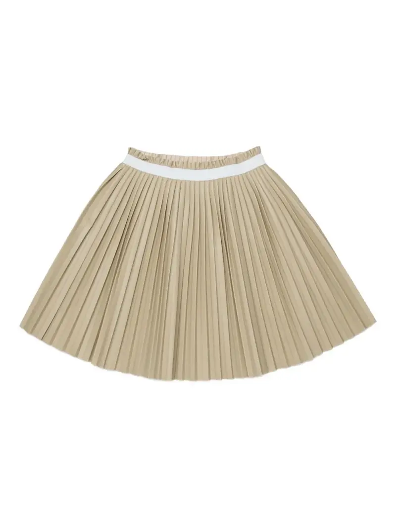 GONNA PLISSETTATA BEIGE CON LOGO BIANCO MAISON MARGIELA
