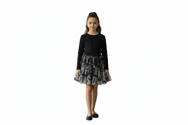 GONNA TULLE NERO E GRIGIO