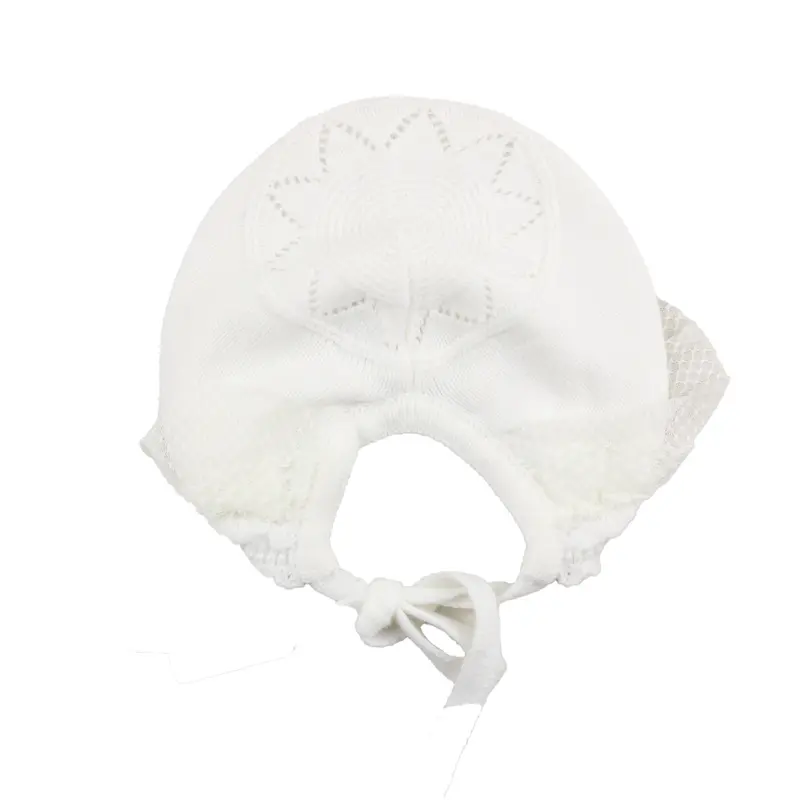Granlei Cappello tinta unita con Ricami Bianco per Neonata