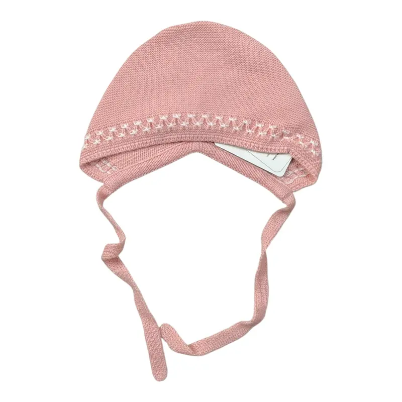 Granlei Cappello tinta unita con Ricami Rosa per Neonata