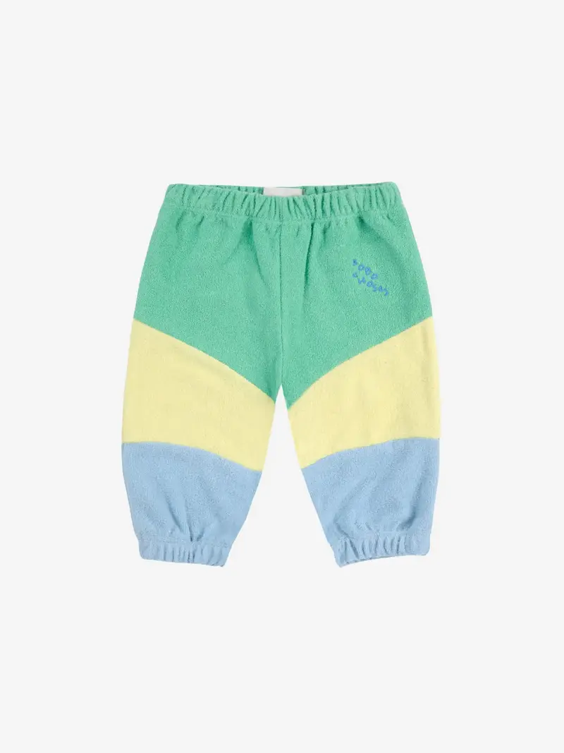 Green color block jogging pants