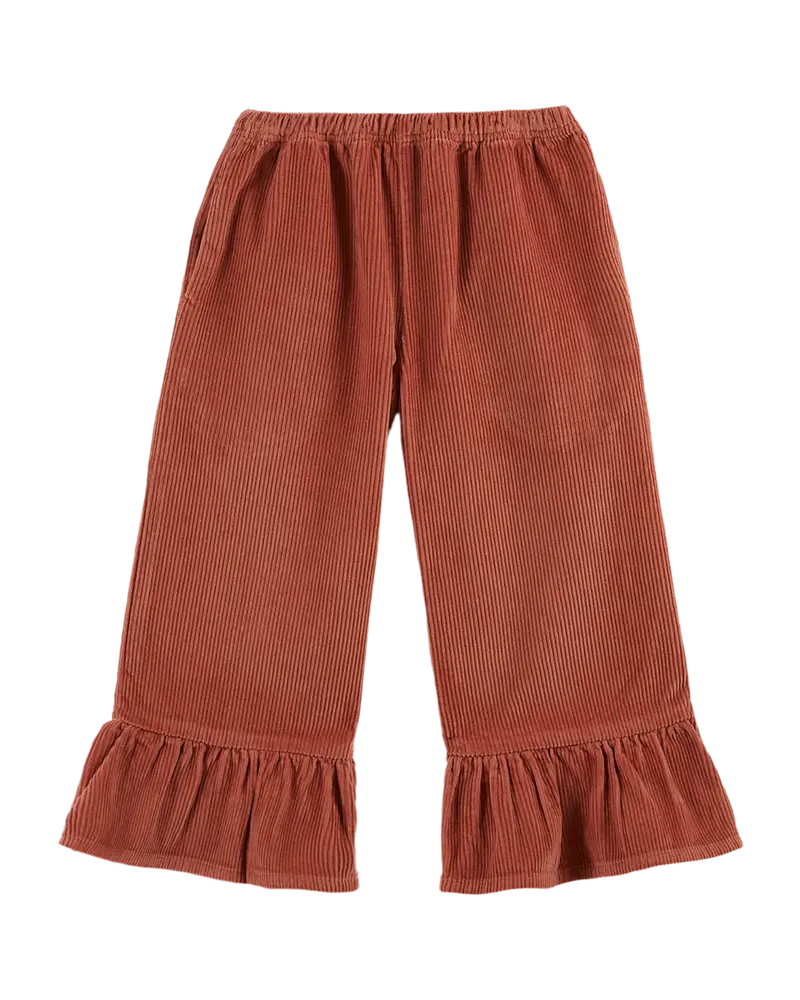 Guava ruffled velvet crop pants