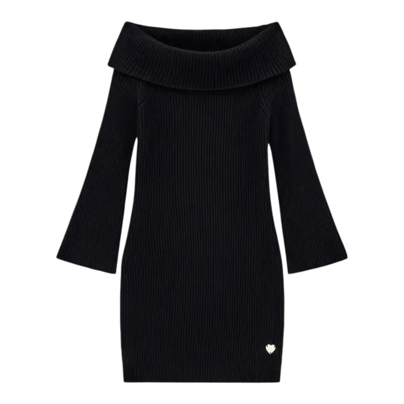 Guess Abito tinta unita con Zip Nero per Bambina
