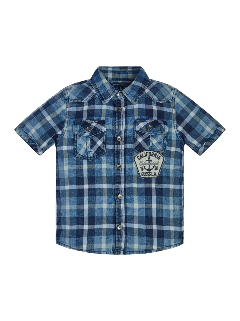 Guess camicia a quadri stone washed