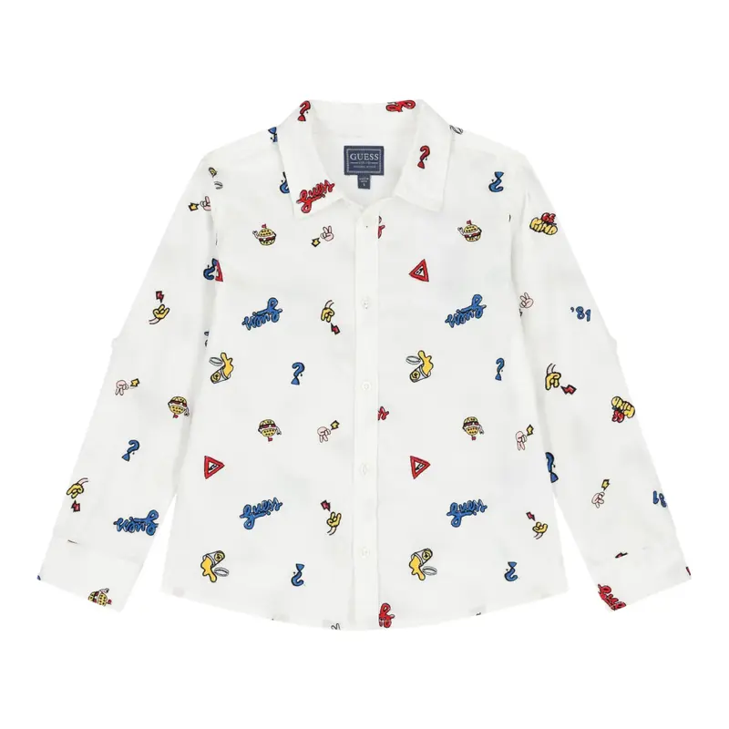 Guess Camicia tinta unita con Applicazioni Bianco per Bambino
