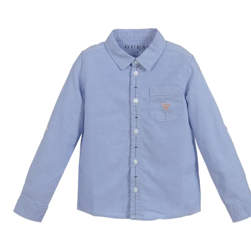 Guess Camicia tinta unita Manica Lunga Azzurro per Bambino