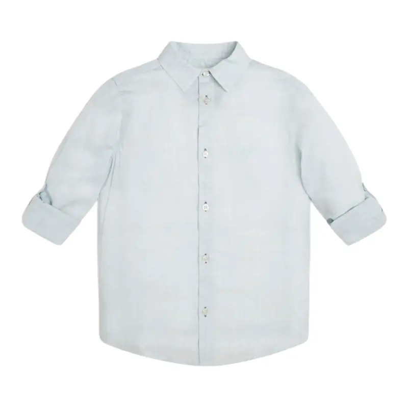 Guess Camicia tinta unita Manica Lunga Azzurro per Bambino