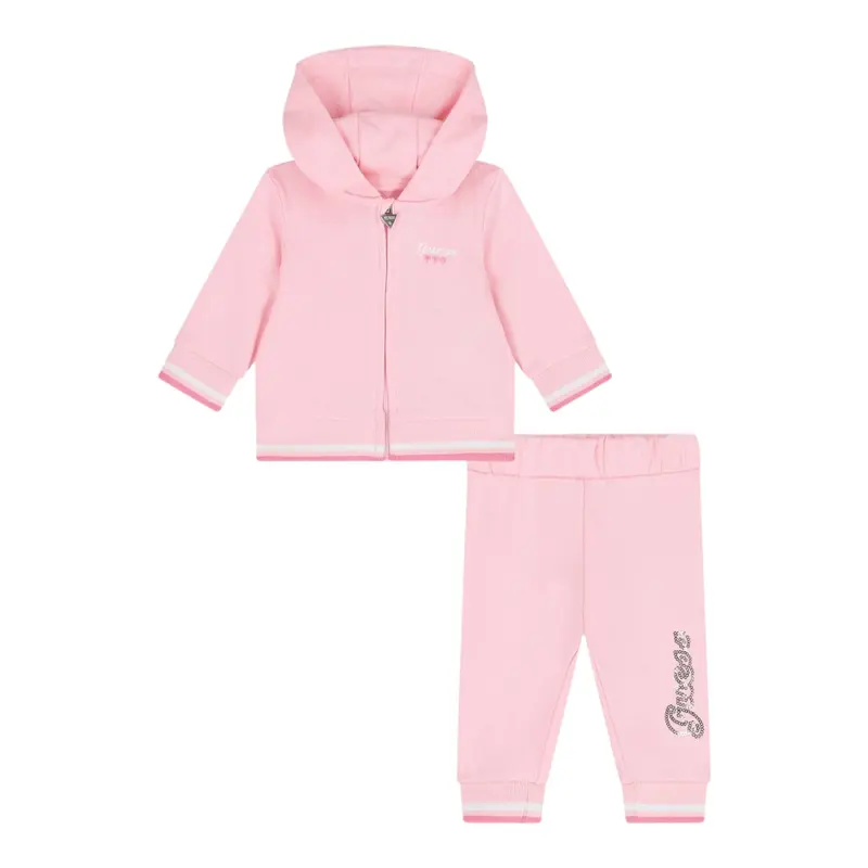 Guess Completo 2 Pezzi Felpa-Pantalone Rosa per Neonata