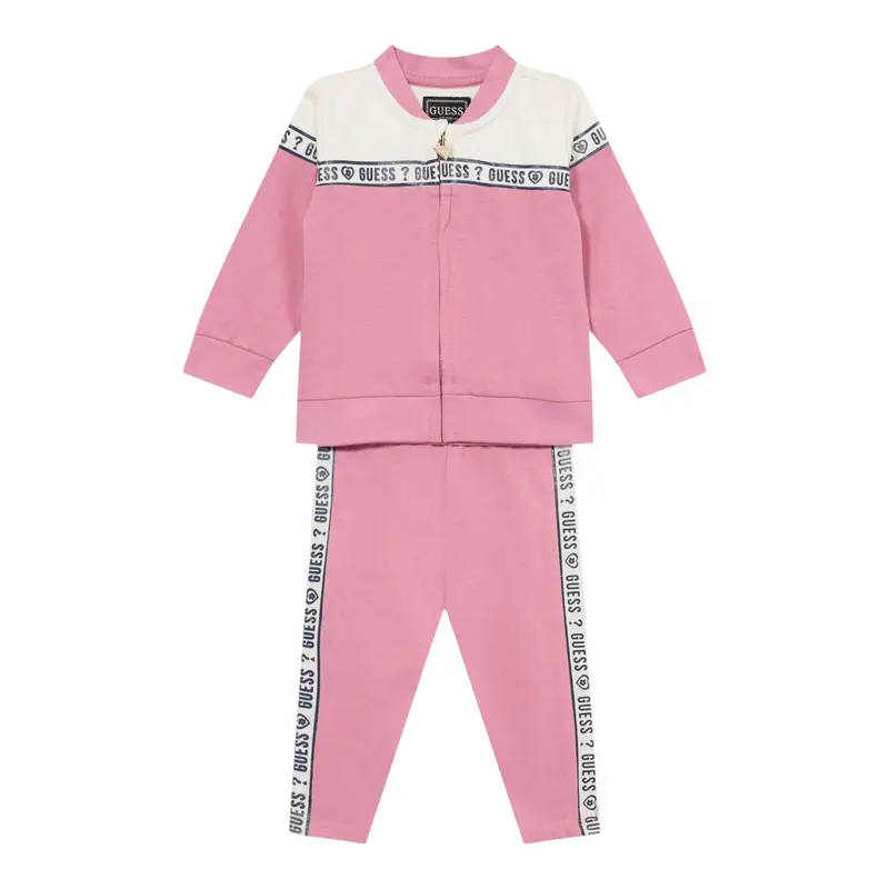 Guess Completo 2Pz Felpa-Leggins tinta unita Rosa per Neonata