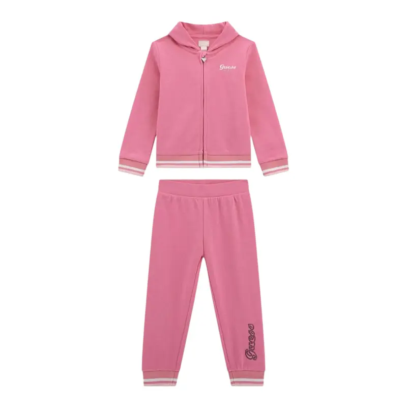 Guess Completo 2Pz Felpa-Pantalone Rosa per Neonata