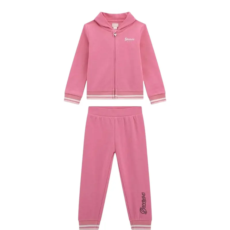 Guess Completo 2Pz Felpa-Pantalone tinta unita Rosa per Bambina