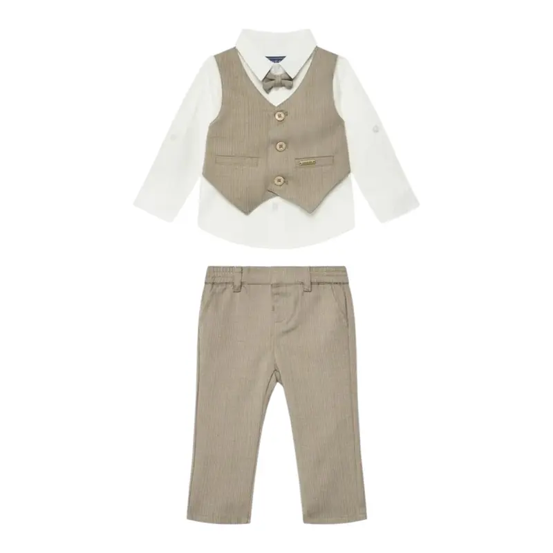 Guess Completo 2Pz Pantalone tinta unita con Elastico In Vita-Camicia Fango per Bambino