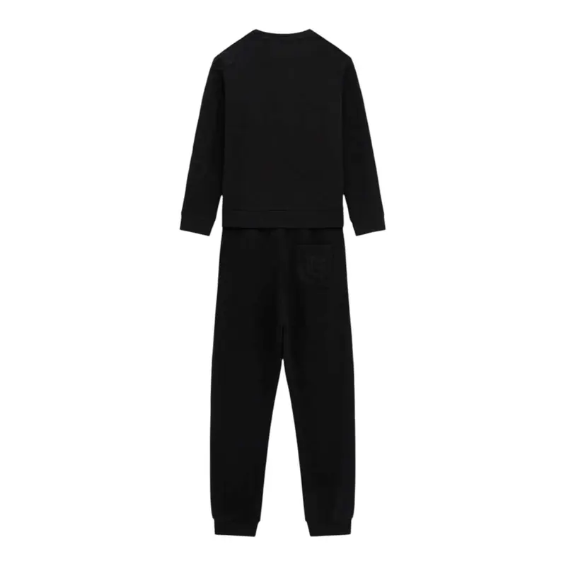 Guess Completo Tuta 2Pz Felpa-Pantalone tinta unita Nero per Bambino
