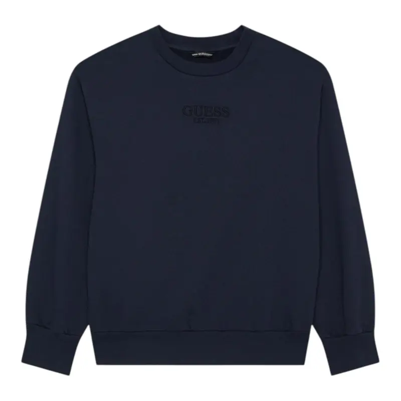 Guess Felpa Chiusa con Cappuccio tinta unita Blu per Bambino
