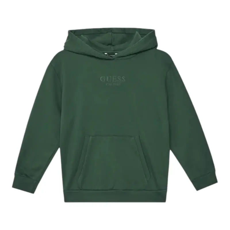 Guess Felpa Chiusa con Cappuccio tinta unita Verde per Bambino