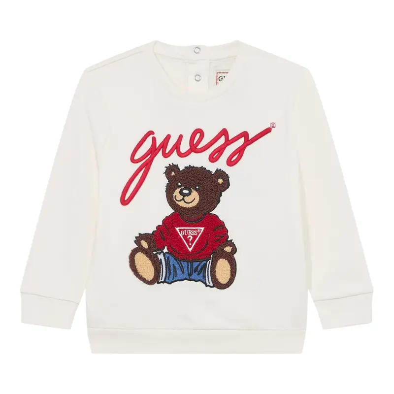Guess Felpa Chiusa Girocollo tinta unita Bianco per Neonata