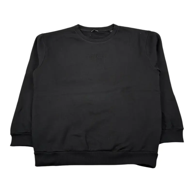 Guess Felpa Chiusa Girocollo tinta unita con Logo Nero per Bambino