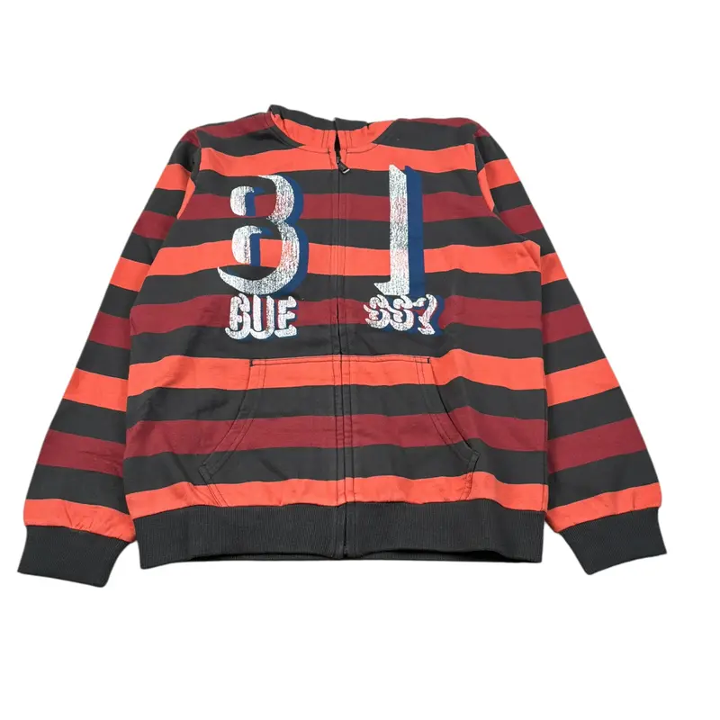 Guess Felpa con Zip E Cappuccio Fantasia Strisce Multicolor per Bambino