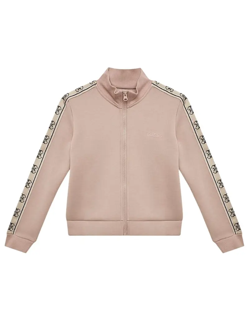 Guess Felpa con Zip tinta unita con Maniche In Contrasto Rosa per Bambina