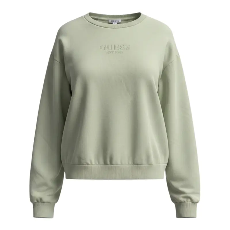 Guess Felpa Giocollo tinta unita con Stampa Verde per Bambino