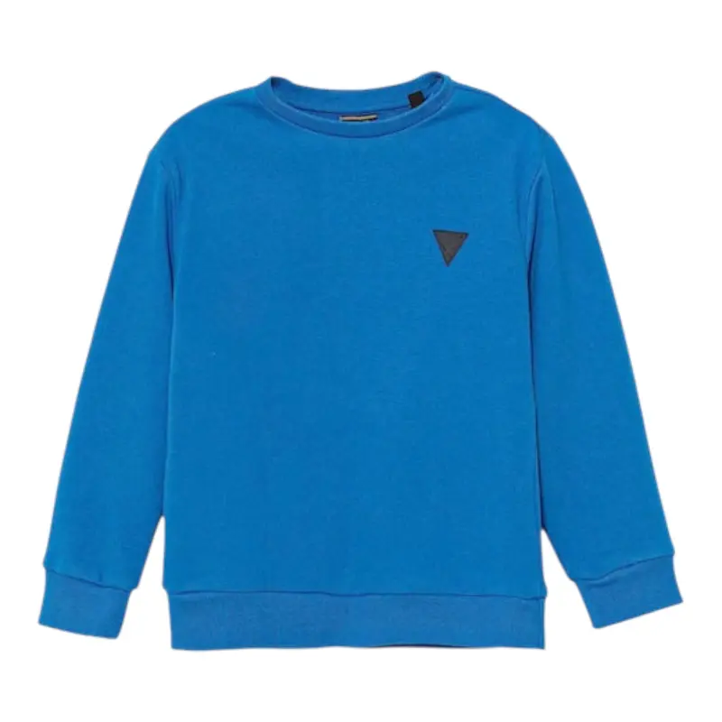 Guess Felpa Girocollo tinta unita con Stampa Cobalto per Bambino