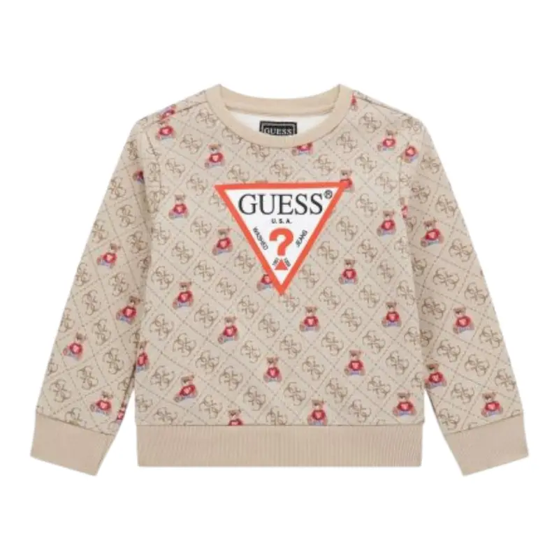 Guess Felpa tinta unita con Fantasia Beige per Neonato