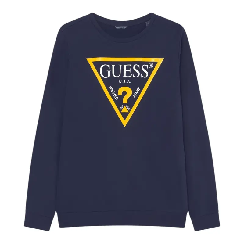 Guess Felpa tinta unita con Logo Blu per Bambino