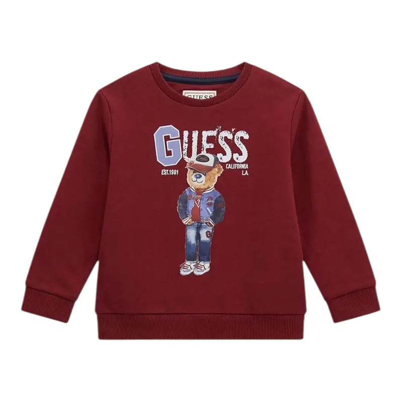 Guess Felpa tinta unita con Stampa Bordeuax per Neonato