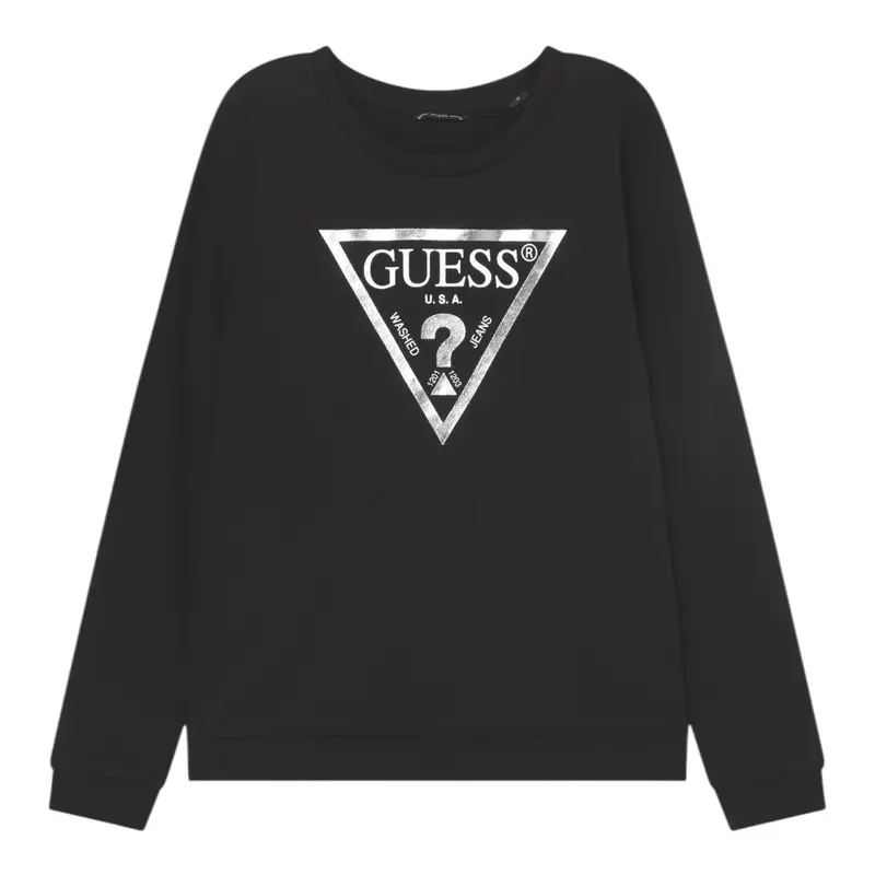 Guess Felpa tinta unita con Stampa Nero per Bambina