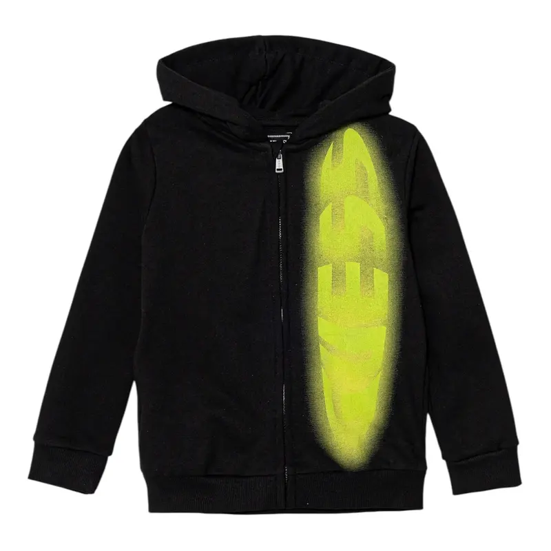 Guess Felpa tinta unita con Zip E Cappuccio Nero per Neonato