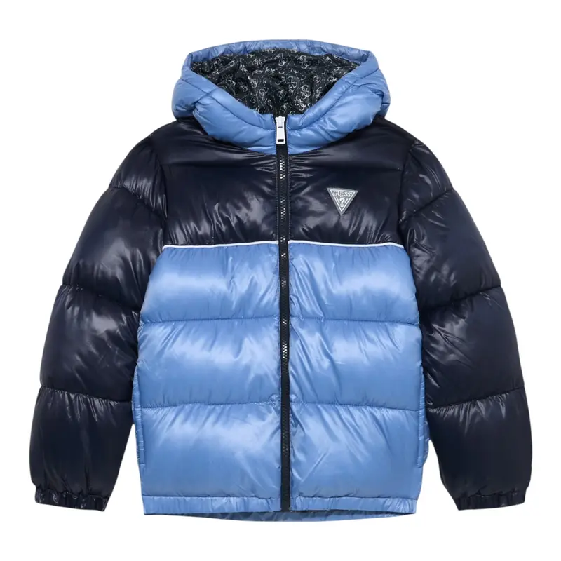 Guess Giubbino Bicolore con Cappuccio Blu per Neonato