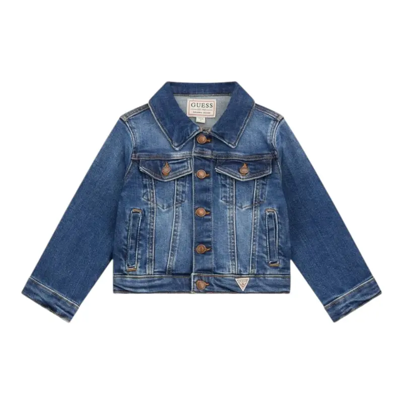 Guess Giubbino In Denim tinta unita Blu per Neonato