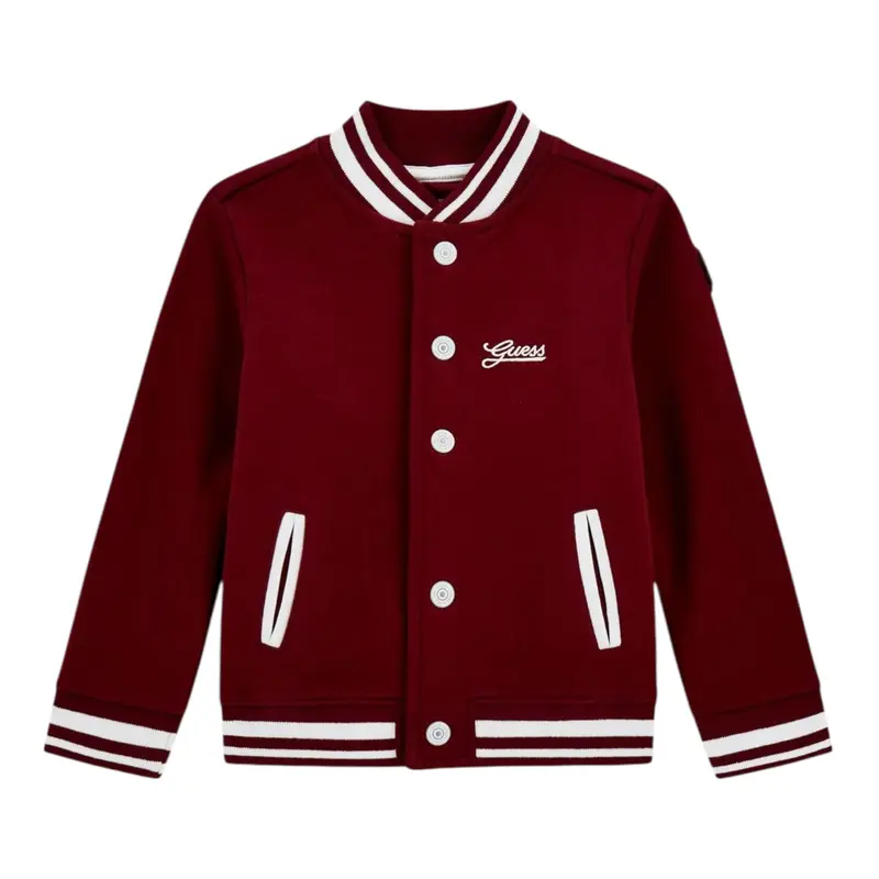 Guess Giubbino Modello College tinta unita con Profili In Contrasto Bordeaux per Neonato