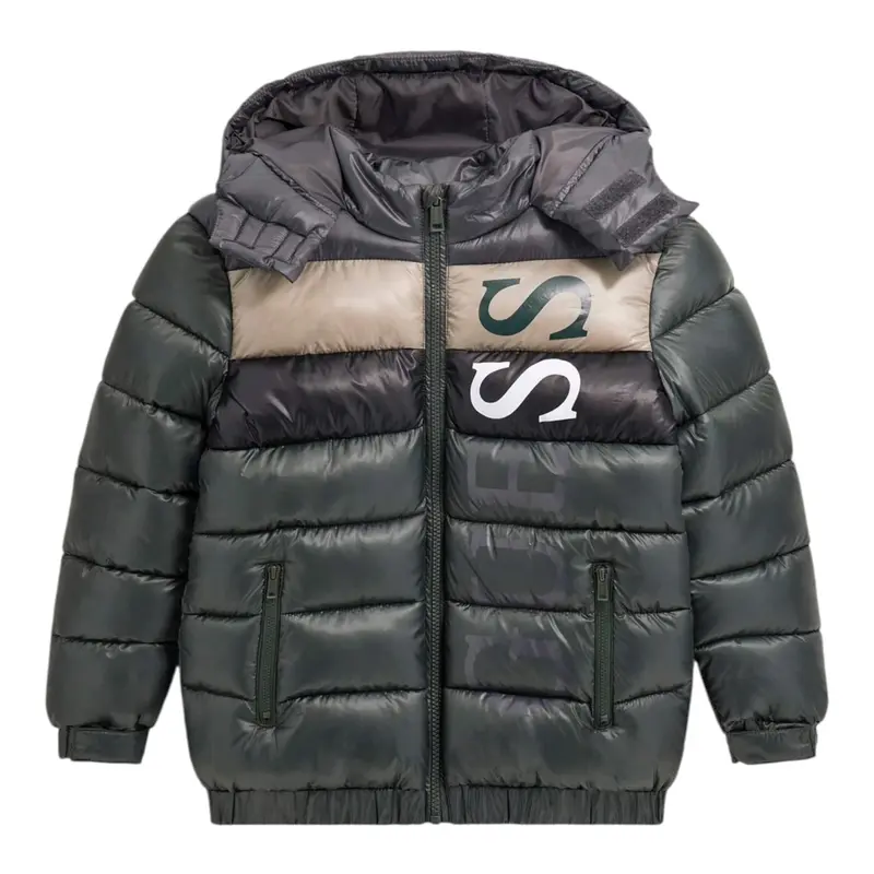 Guess Giubbino tinta unita con Cappuccio Verde per Bambino