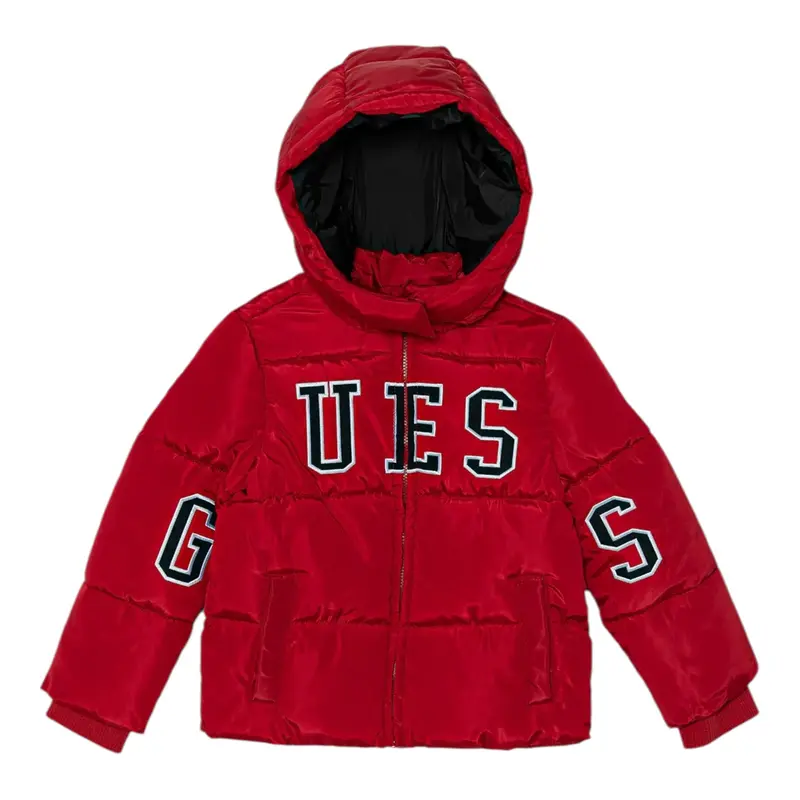 Guess Giubbino tinta unita con Zip E Cappuccio Rosso per Neonato