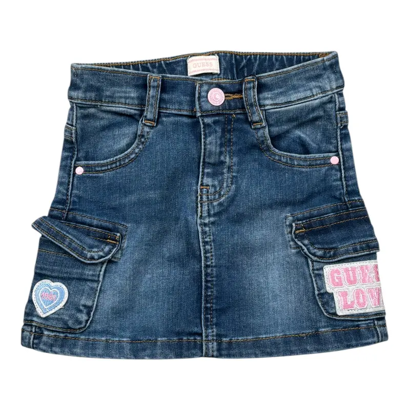 Guess Gonna In Denim tinta unita con Applicazioni Blu per Neonata