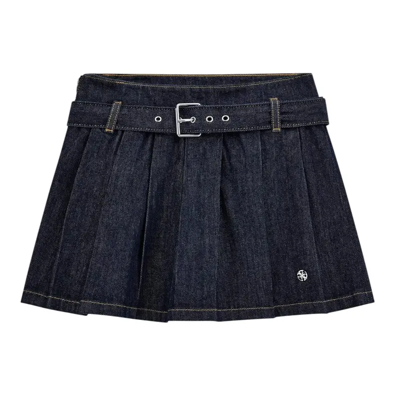 Guess Gonna In Denim tinta unita con Cintura Blu per Bambina