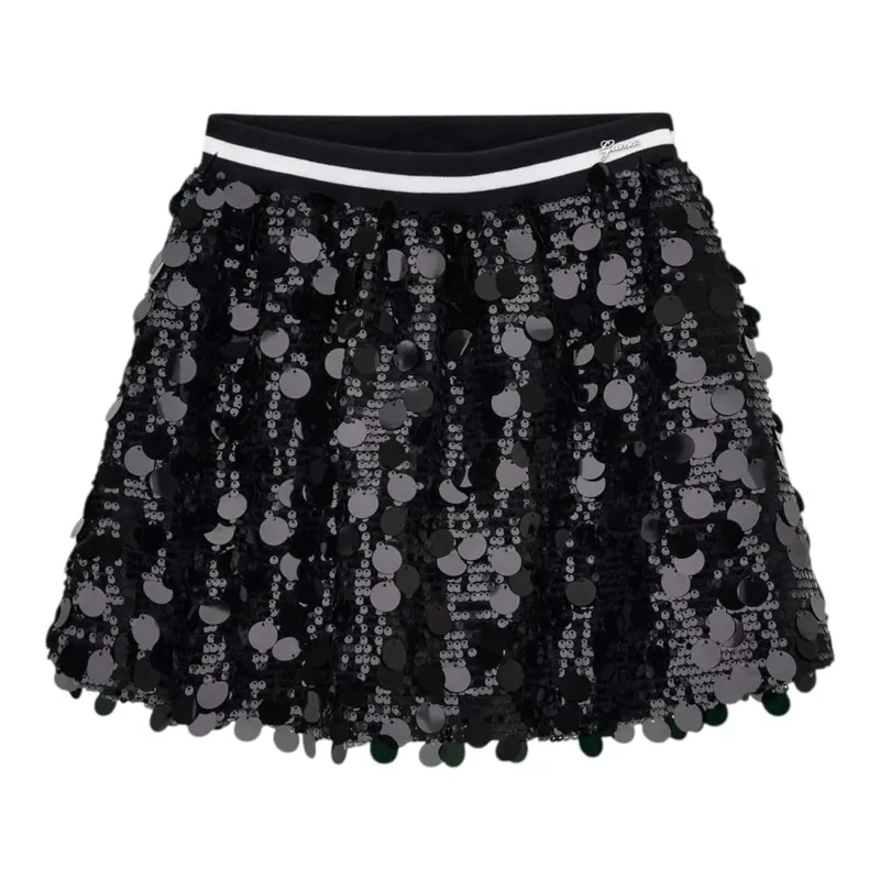 Guess Gonna tinta unita con Paillettes Nero per Bambina