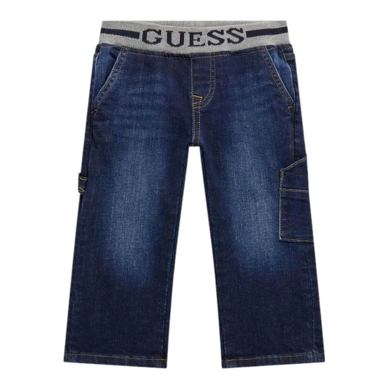 Guess Jeans tinta unita con Elastico In Vita Blu per Bambino